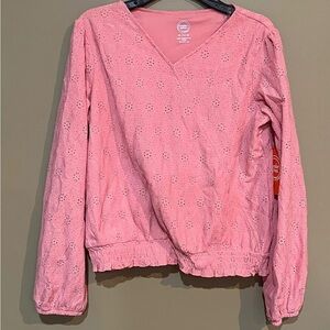 Pink Eyelet V-Neck Girls Top.  PICK 3/$15.00